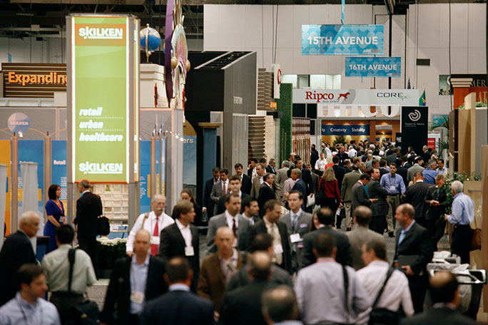crowd walking through icsc western conference